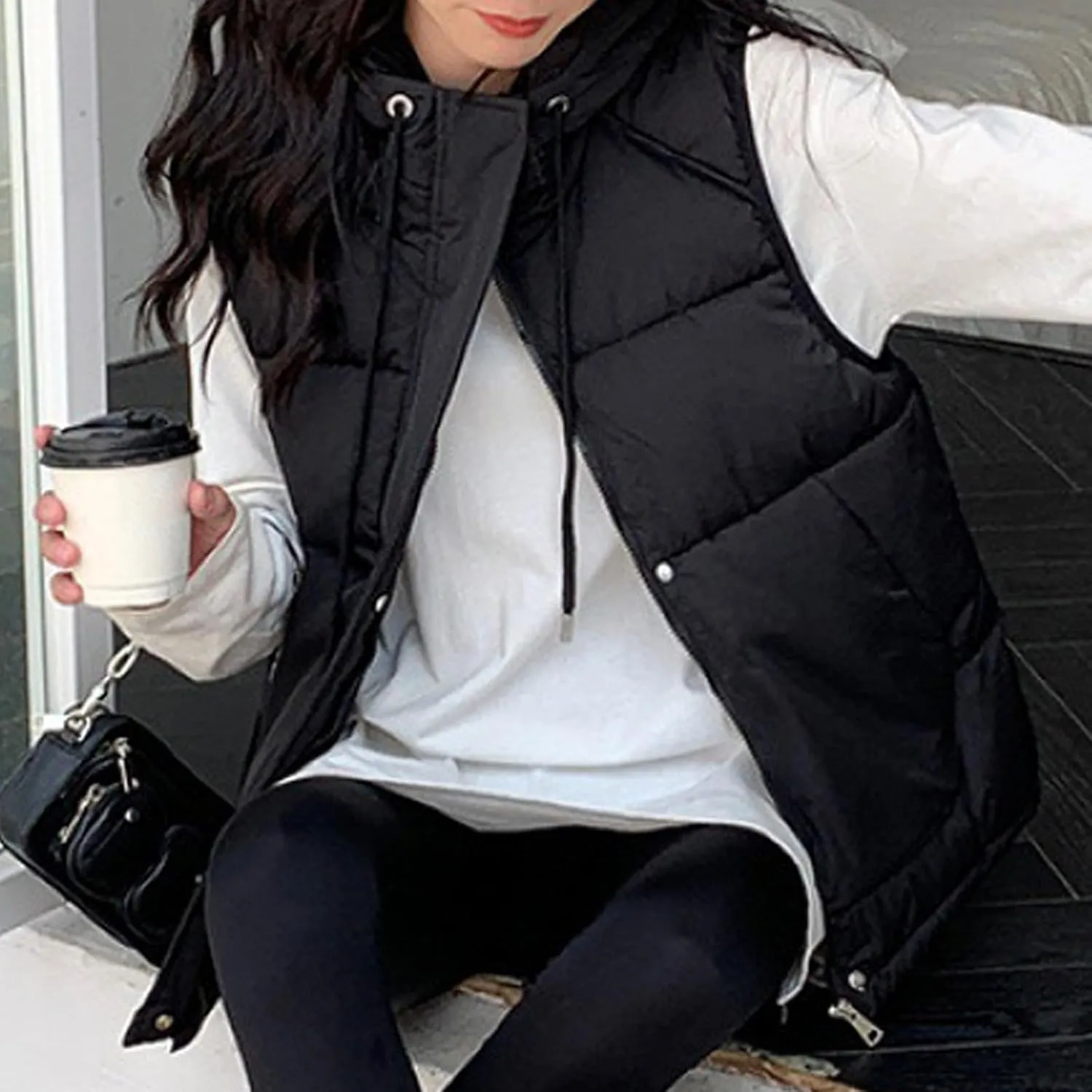 Women's New Hooded Short Loose Vest Outside The Vest Down Jacket Vest plus Size 2024 Women Hooded Coat