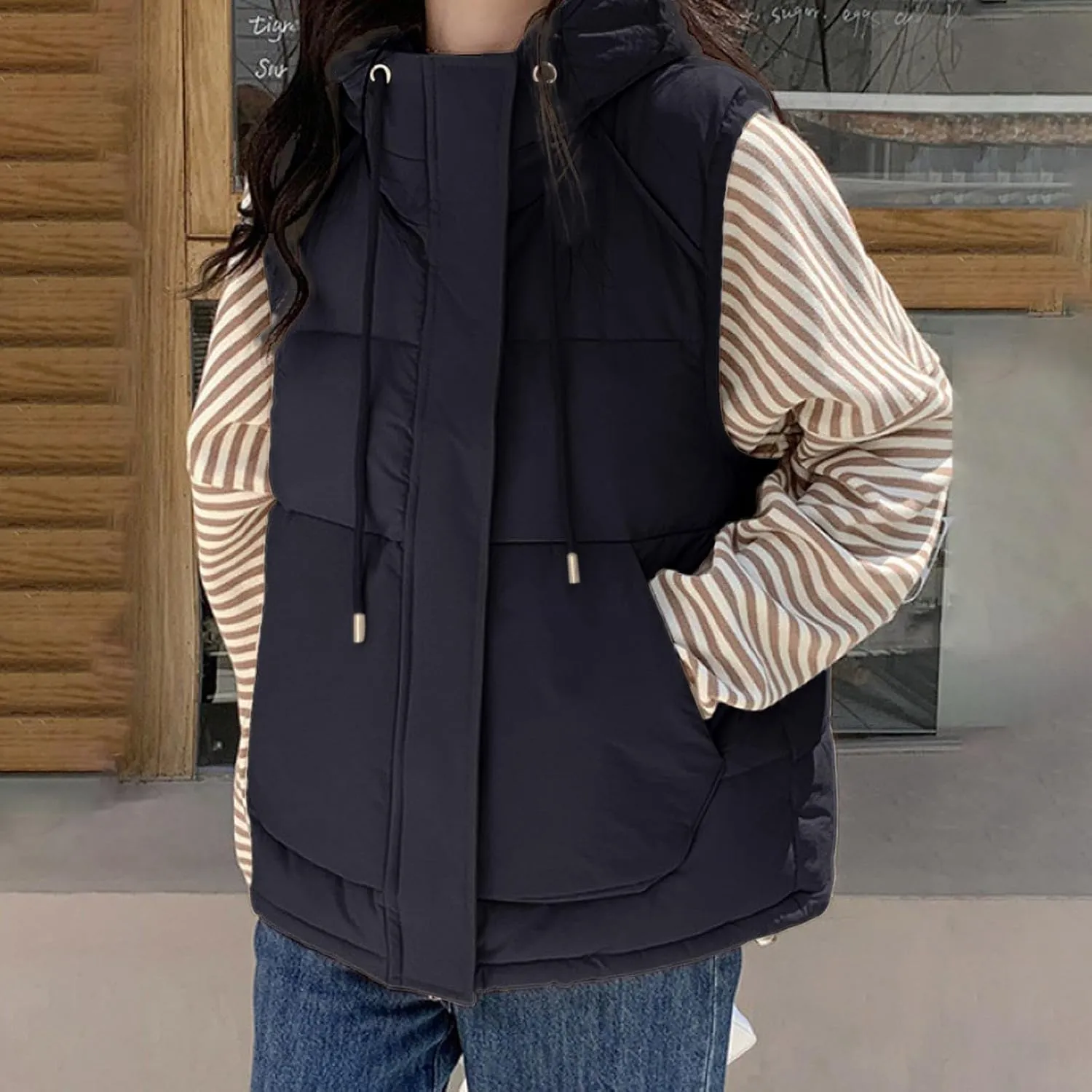 Women's New Hooded Short Loose Vest Outside The Vest Down Jacket Vest plus Size 2024 Women Hooded Coat