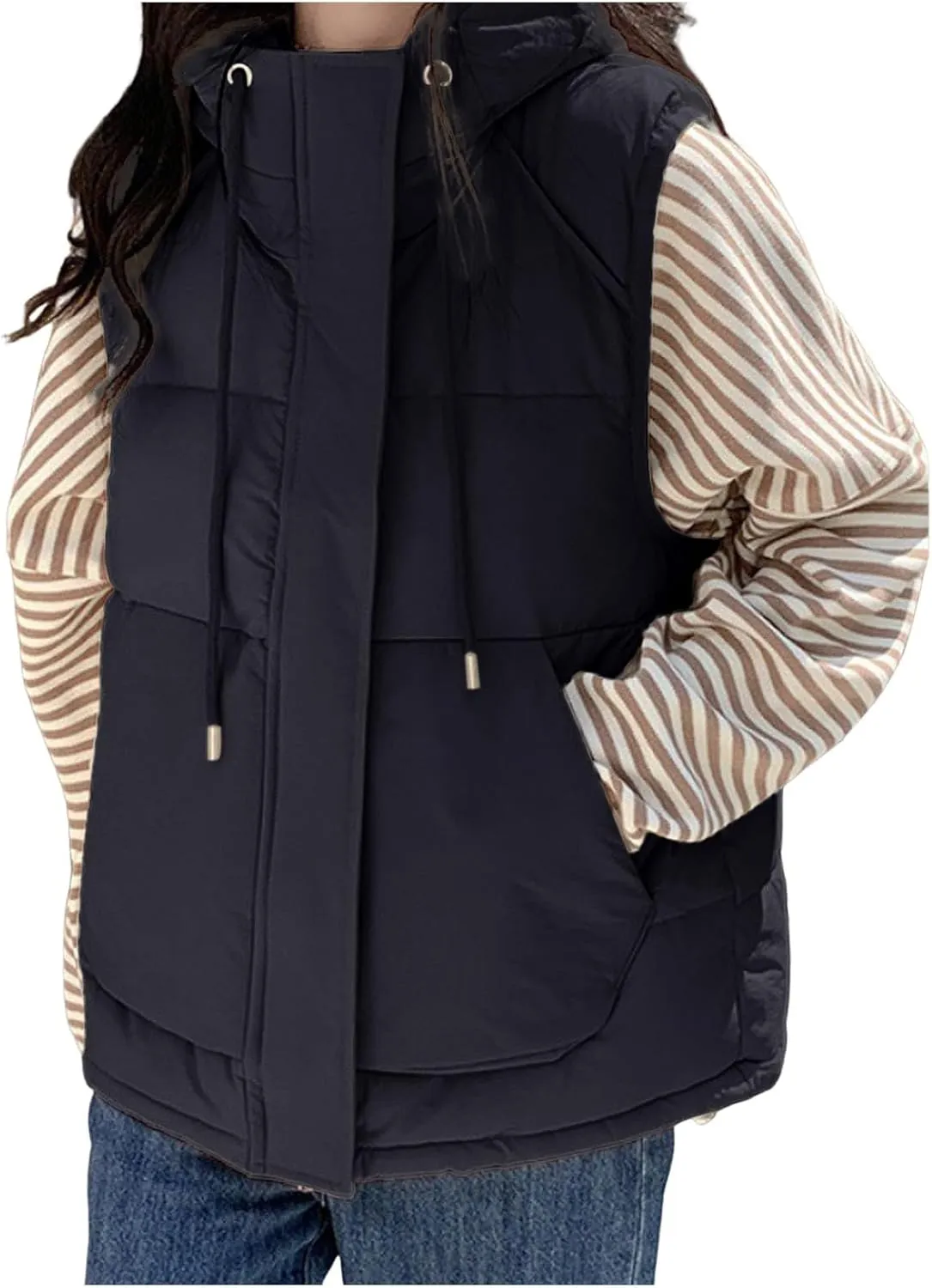 Women's New Hooded Short Loose Vest Outside The Vest Down Jacket Vest plus Size 2024 Women Hooded Coat