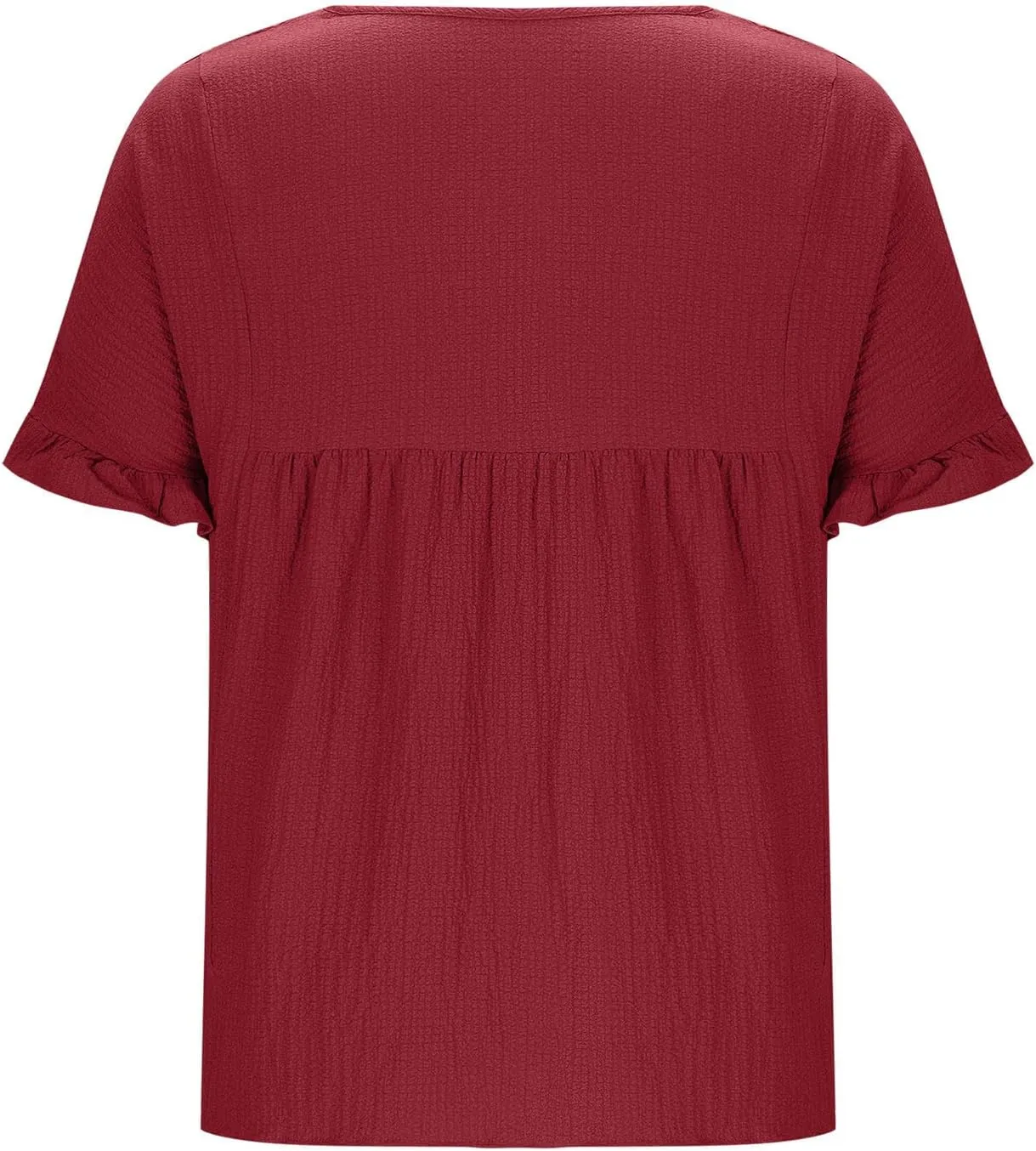 Womens Peplum Blouses Cute Smocked Casual Plain V Neck Ruffle Bell Half Sleeve T Shirts Babydoll Top Dressy