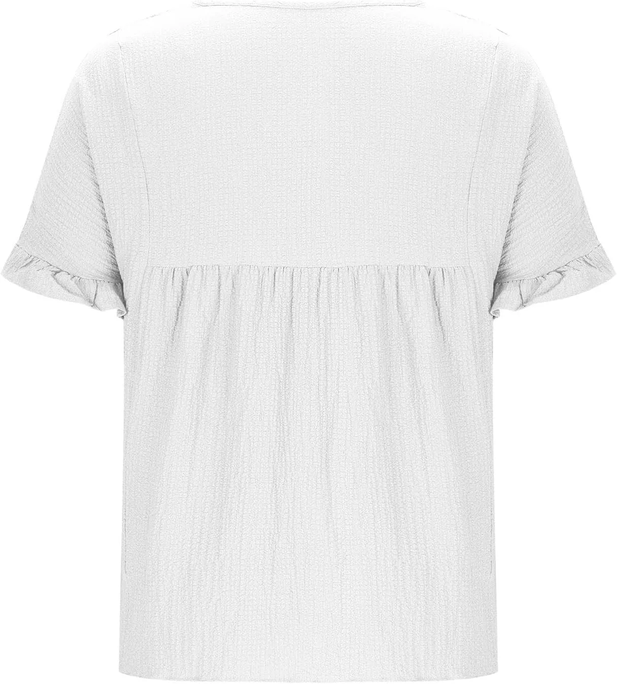 Womens Peplum Blouses Cute Smocked Casual Plain V Neck Ruffle Bell Half Sleeve T Shirts Babydoll Top Dressy