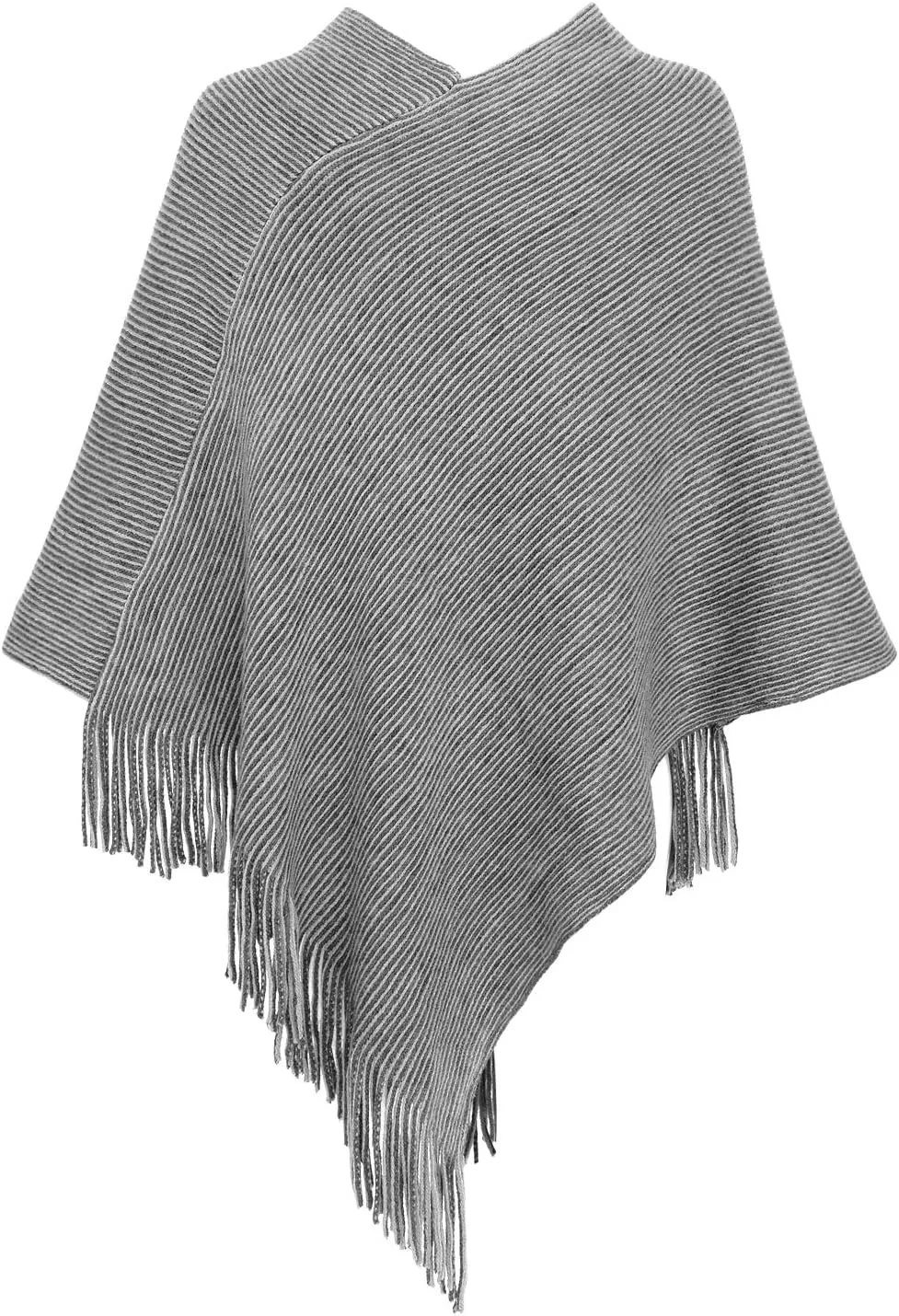 Womens Poncho Sweater V Neck Knitted Pullover Shawls Wraps Capes with Fringes Gifts for Women Mom