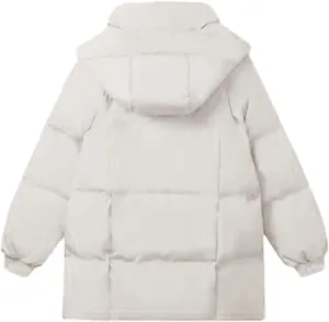 Women's Puffer Down Jacket Lightweight Quilted Jackets Oversized Mid Length Thickened Hoodie Winter Coat with Pockets