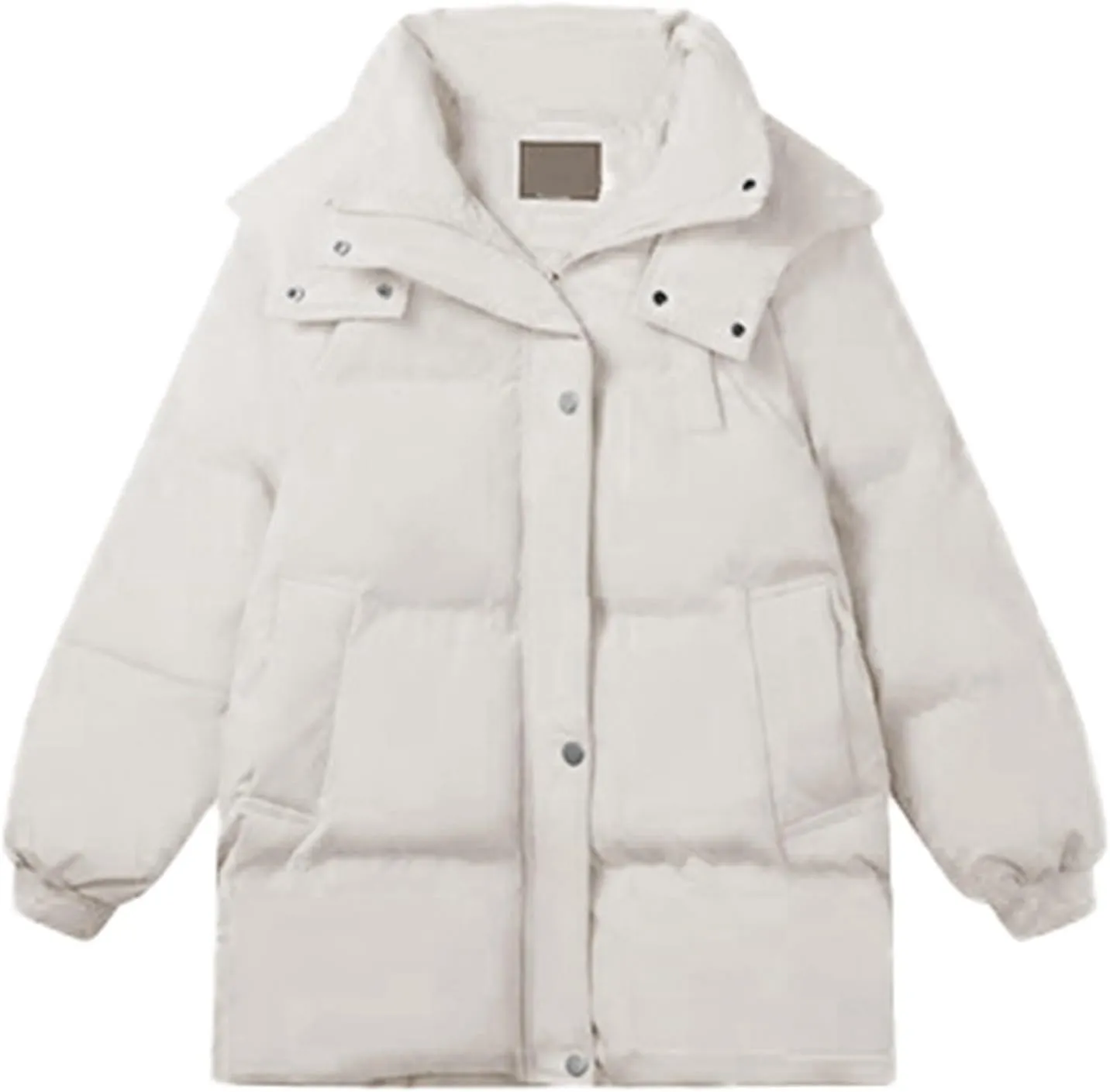 Women's Puffer Down Jacket Lightweight Quilted Jackets Oversized Mid Length Thickened Hoodie Winter Coat with Pockets