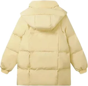Women's Puffer Jacket Lightweight Quilted Down Jackets Oversized Mid Length Thickened Hoodie Winter Coat with Pockets