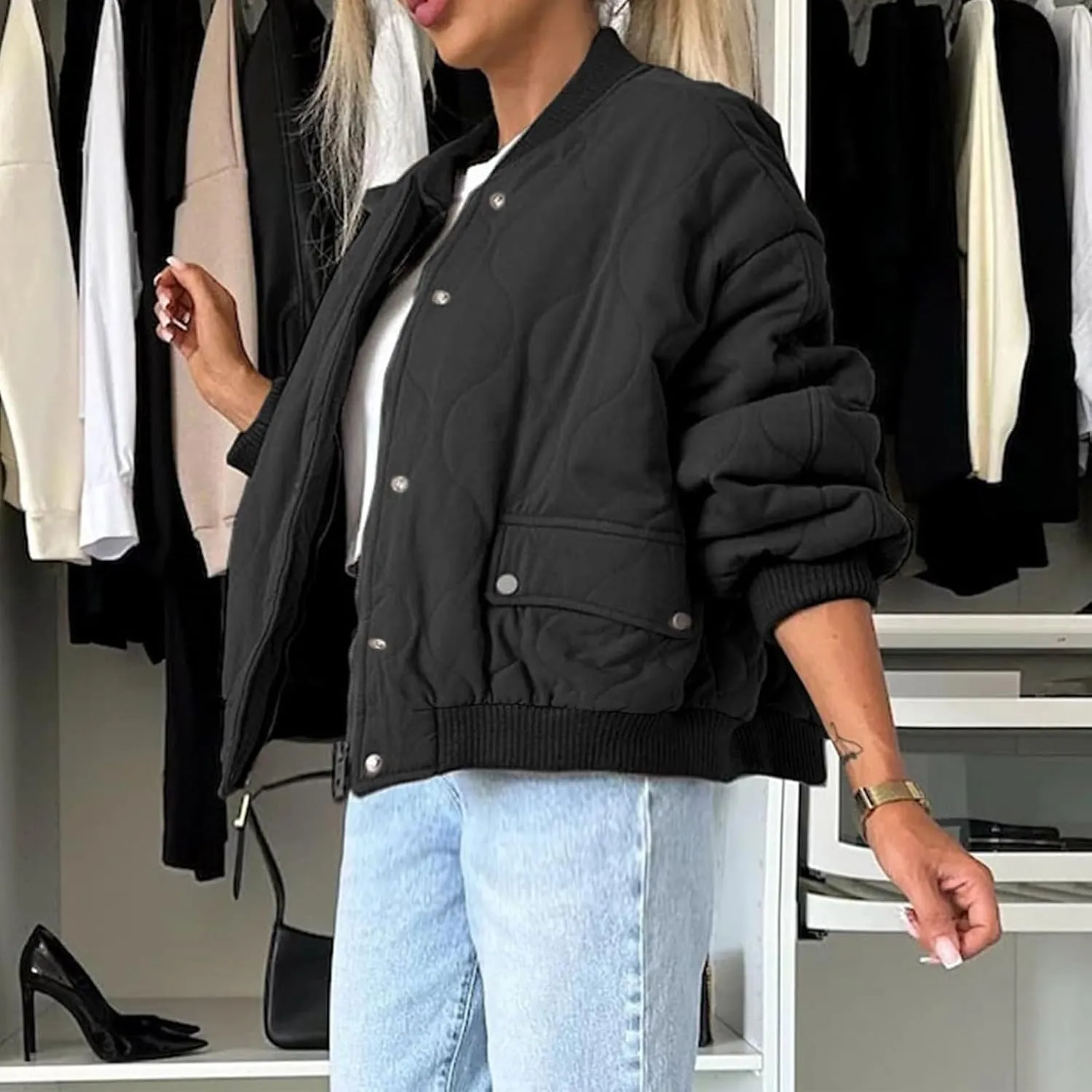 Womens Quilted Jackets for Fall Lightweight Puffer Jacket Crop Down Jacket Insulated Winter Jacket Trendy Outfits