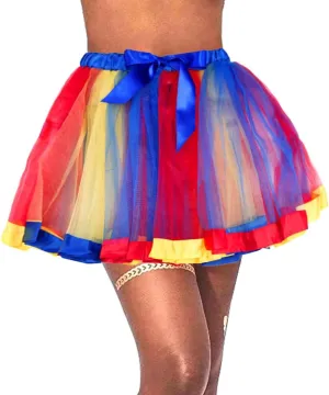 Womens Rainbow Tutu Skirt Layered Tulle Dance Skirts Elastic Adult Tutus Skirt for Halloween Costume Party Running
