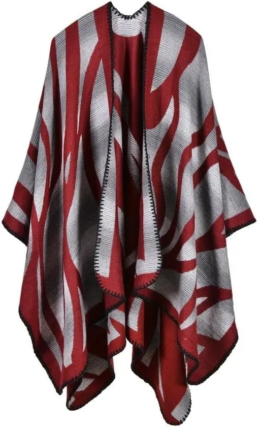 Women's Shawl Wraps Open Front Poncho Cape 2024 Oversized Sweaters Casual Cardigan Shawls for Fall Winter