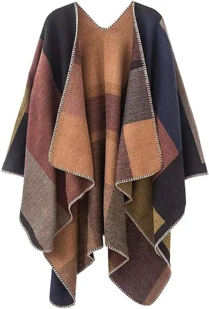 Women's Shawl Wraps Open Front Poncho Cape 2024 Oversized Sweaters Casual Cardigan Shawls for Fall Winter