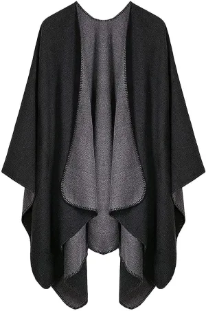 Women's Shawl Wraps Open Front Poncho Cape 2024 Oversized Sweaters Casual Cardigan Shawls for Fall Winter