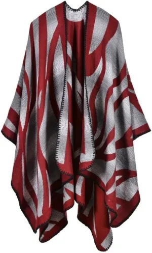 Women's Shawl Wraps Open Front Poncho Cape 2024 Oversized Sweaters Casual Cardigan Shawls for Fall Winter