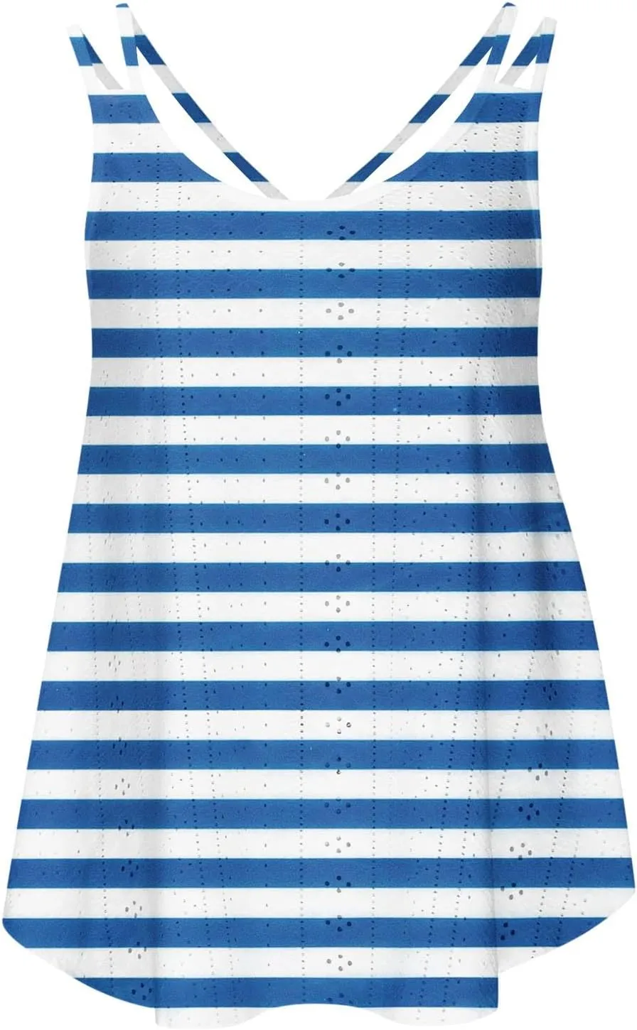 Women's Spaghetti Strap Eyelet Camisole Sleeveless Tank Tops Soft Cami Shirts Trendy Casual Summer Dressy Blouse