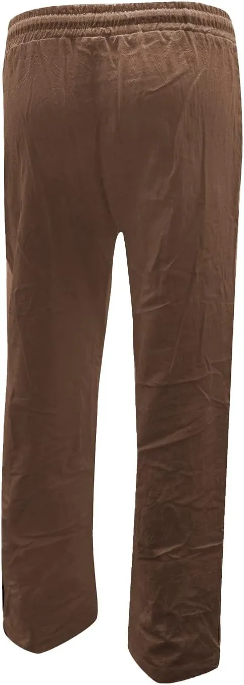 Women's Summer High Waisted Linen Pants Straight Leg Drawstring Beach Pants Casual Loose Comfy Trousers with Pockets
