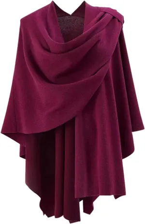 Women's Travel Knit Shawl Wraps, Knitted Poncho Cape Open Front Cardigan Sweater with Tassel for Spring Fall Winter