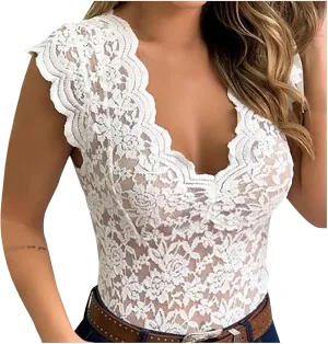Womens V Neck Low Cut Y2K Short Sleeve Crop Tops Lace T-Shirt Summer Going Out Tops Sexy Casual Blouse
