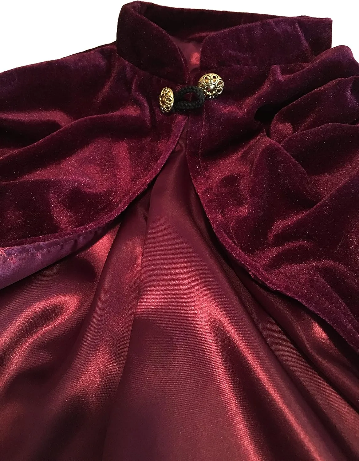 Women's Velvet Satin Lined Capelet Elegant Halloween Cosplay Cloak Cape, Wedding, Ren Faire