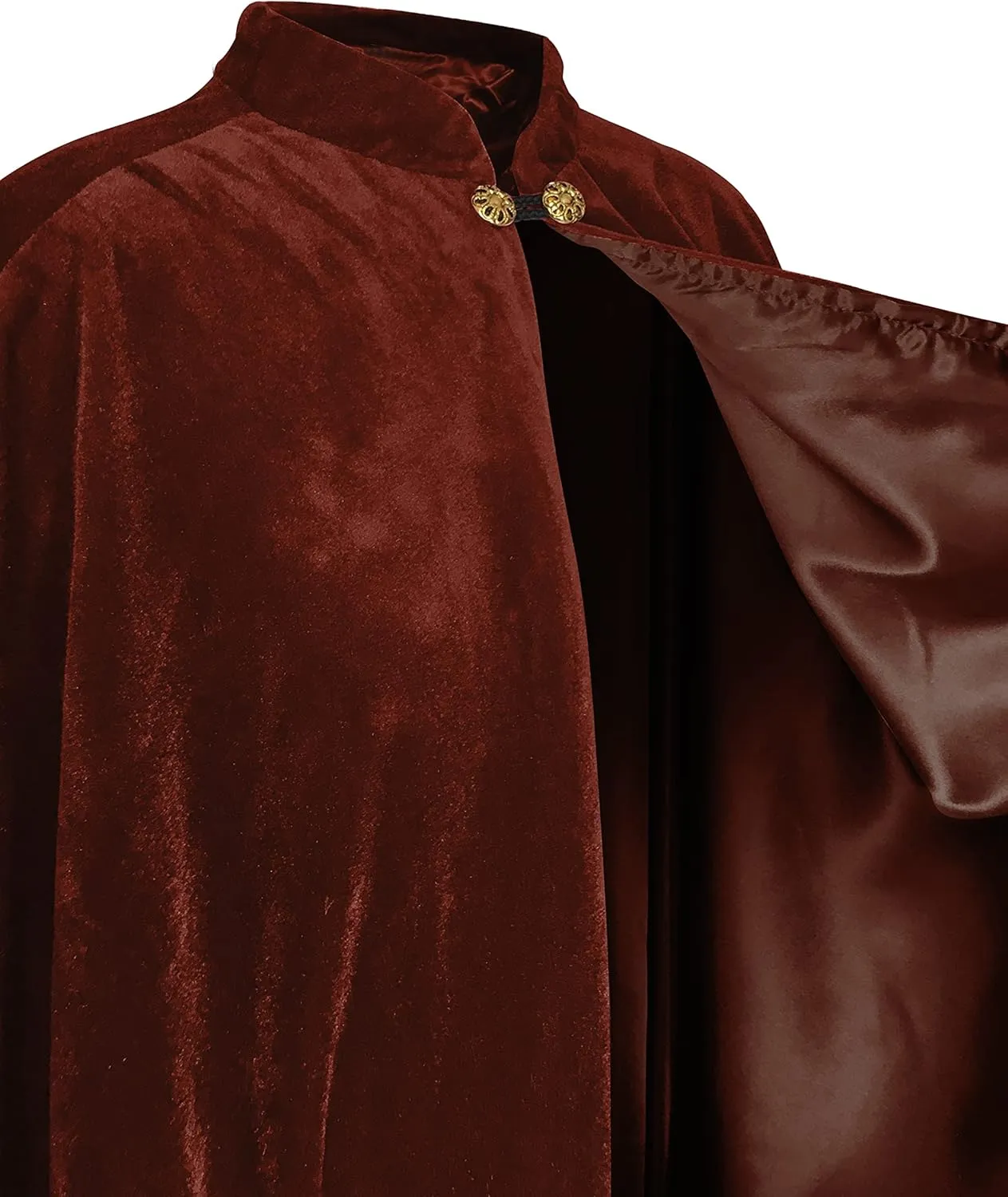 Women's Velvet Satin Lined Capelet Elegant Halloween Cosplay Cloak Cape, Wedding, Ren Faire