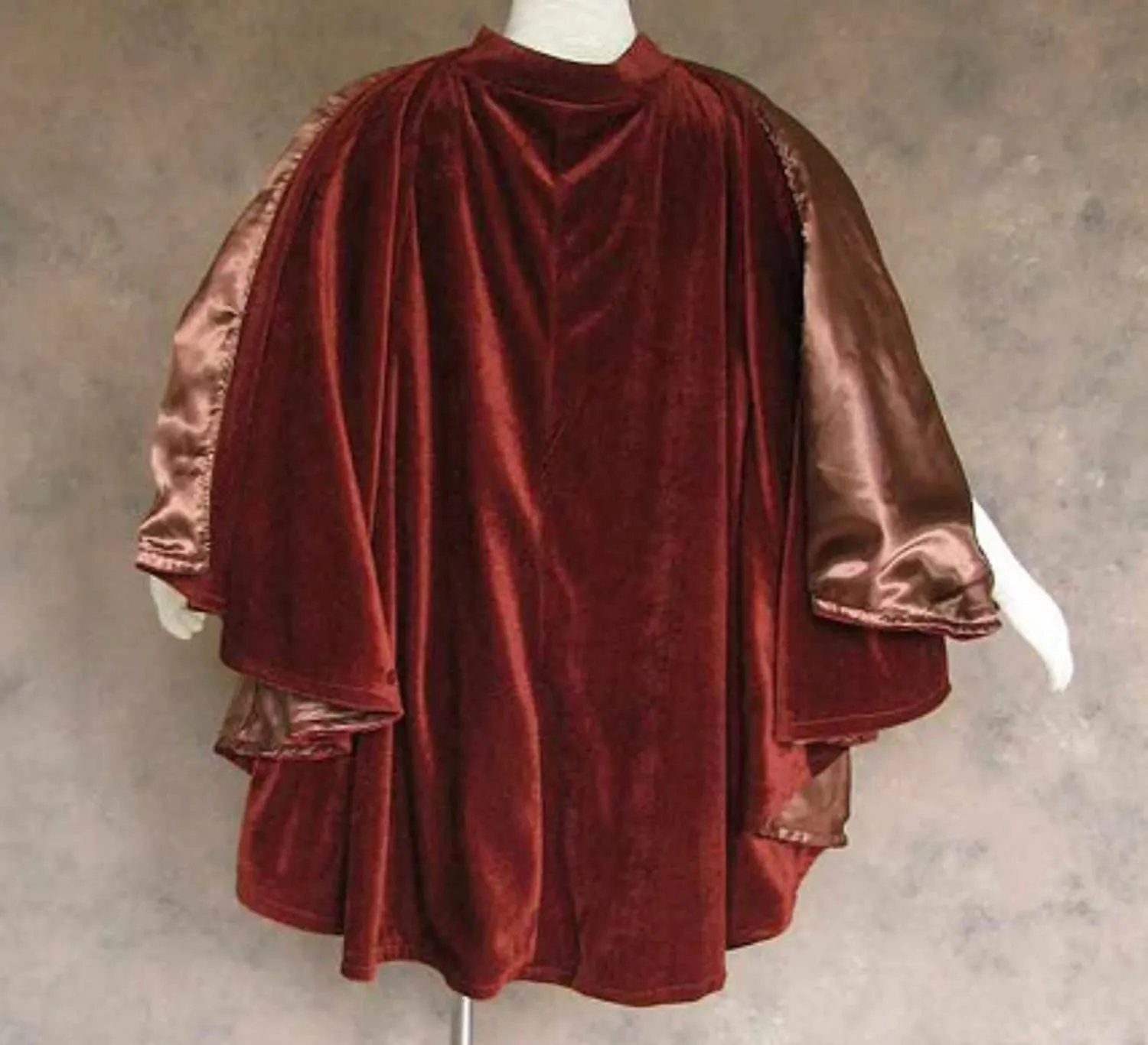 Women's Velvet Satin Lined Capelet Elegant Halloween Cosplay Cloak Cape, Wedding, Ren Faire
