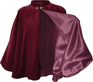 Women's Velvet Satin Lined Capelet Elegant Halloween Cosplay Cloak Cape, Wedding, Ren Faire