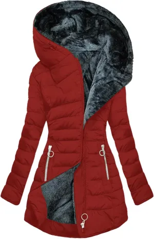 Women's Warm Winter Jackets Fleece Lined Parka Coat Thermal Hooded Jacket Outdoor Outerwear Ski Snow Jacket Plus Size