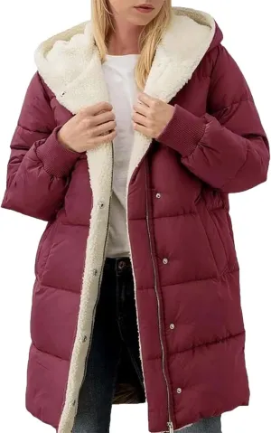 Womens Winter Coat Jacket Fleece Lined Long Sleeve Outwear Full Zipper Solid Coat Winter Warm Down Jacket with