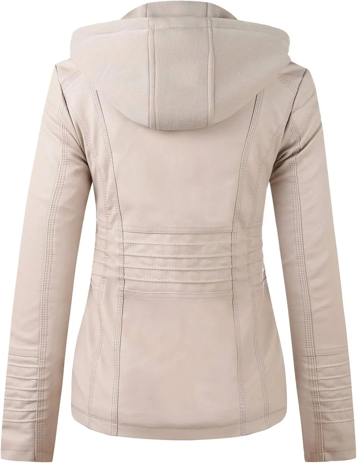 Womens Winter Coats with Hood Women's Removable Hooded Faux Leather Jacket Moto Biker Coat