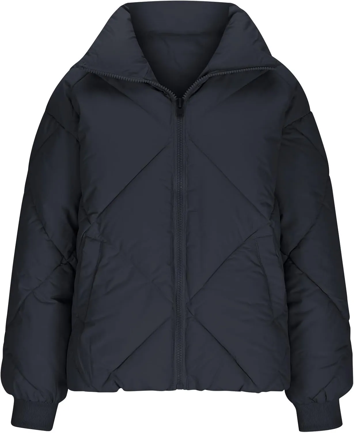 Womens Winter Puffer Jacket Warm Padded Wadded Jackets Zip Up Down Coats Quilted Puffy Outerwear Clothing