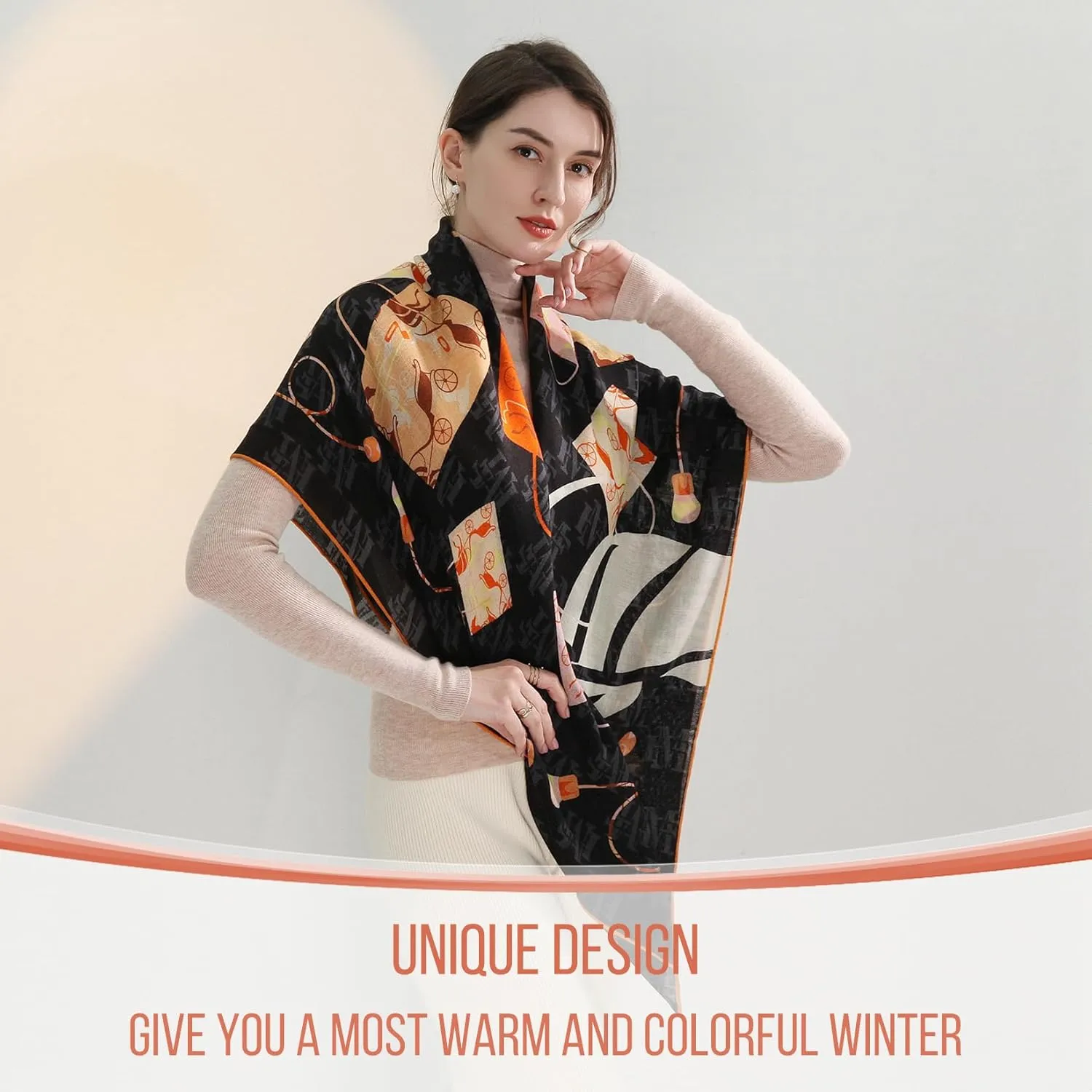 Xinmurffy 100% Wool Women's Travel Scarf Pashmina Shawls and Wraps Winter Warm Square Large Scarves