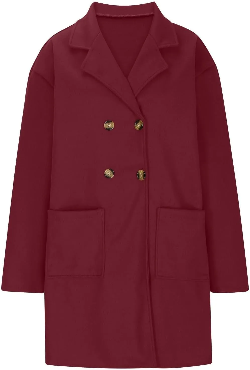 XOWRTE Women Wool Blend Coat Double Breasted Notch Lapel Long Trench Coat Casual Solid Winter Elegant Jackets for