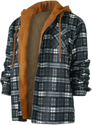 Ymosrh Men's Winter Jackets Long Sleeve Quilted Lined Shirt Jacket Zip Up Coat Outwear With Hood Coats, M-5XL