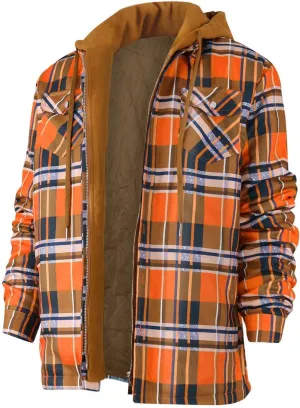 Ymosrh Men's Winter Jackets Long Sleeve Quilted Lined Shirt Jacket Zip Up Coat Outwear With Hood Coats, M-5XL