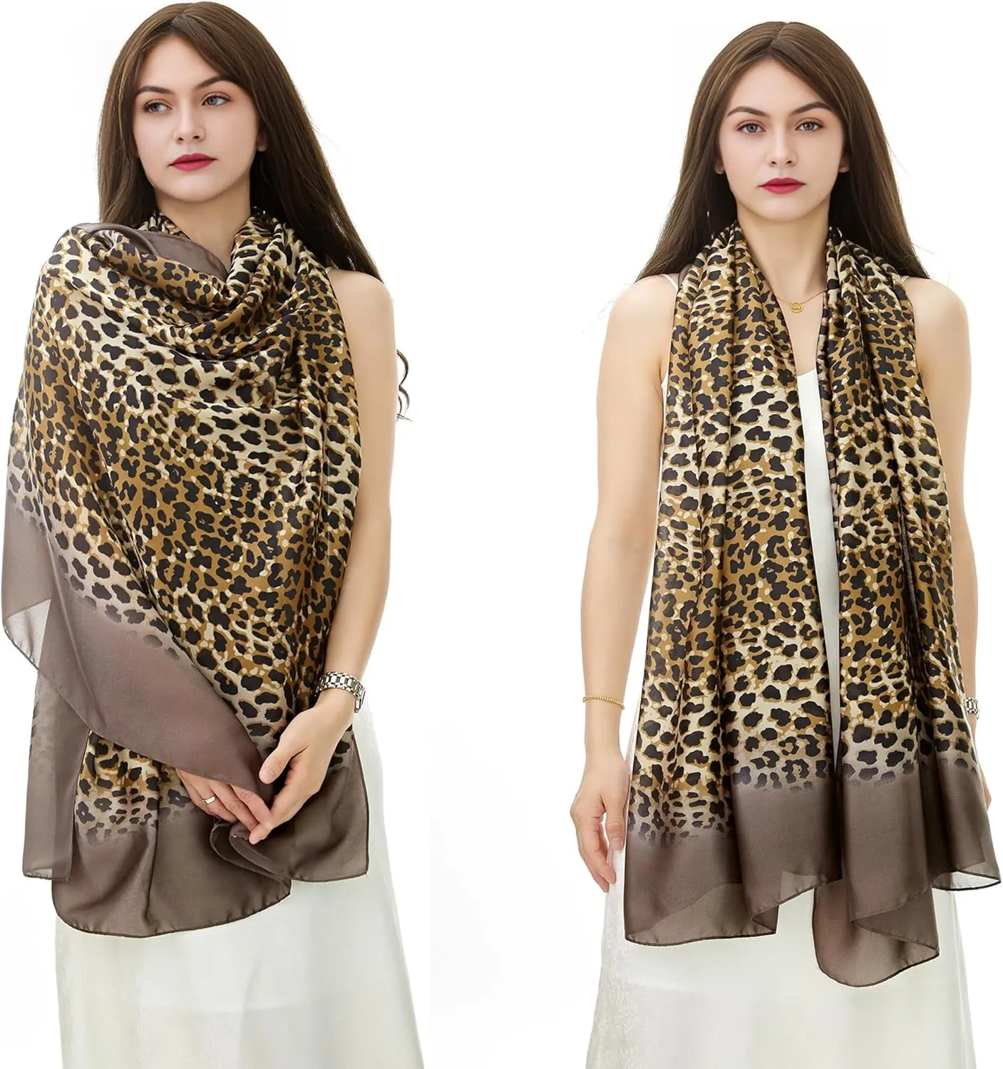 YOUR SMILE Large Mulberry Silk Feeling Long Stain Scarf Lightweight Sunscreen Shawls Wraps for Women