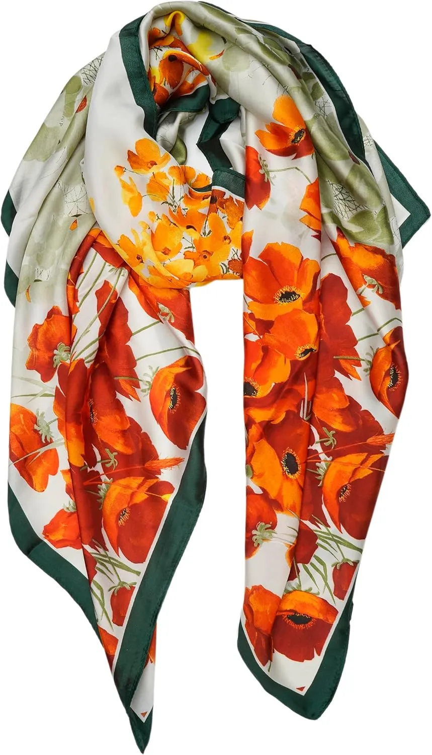 YOUR SMILE Large Mulberry Silk Feeling Long Stain Scarf Lightweight Sunscreen Shawls Wraps for Women