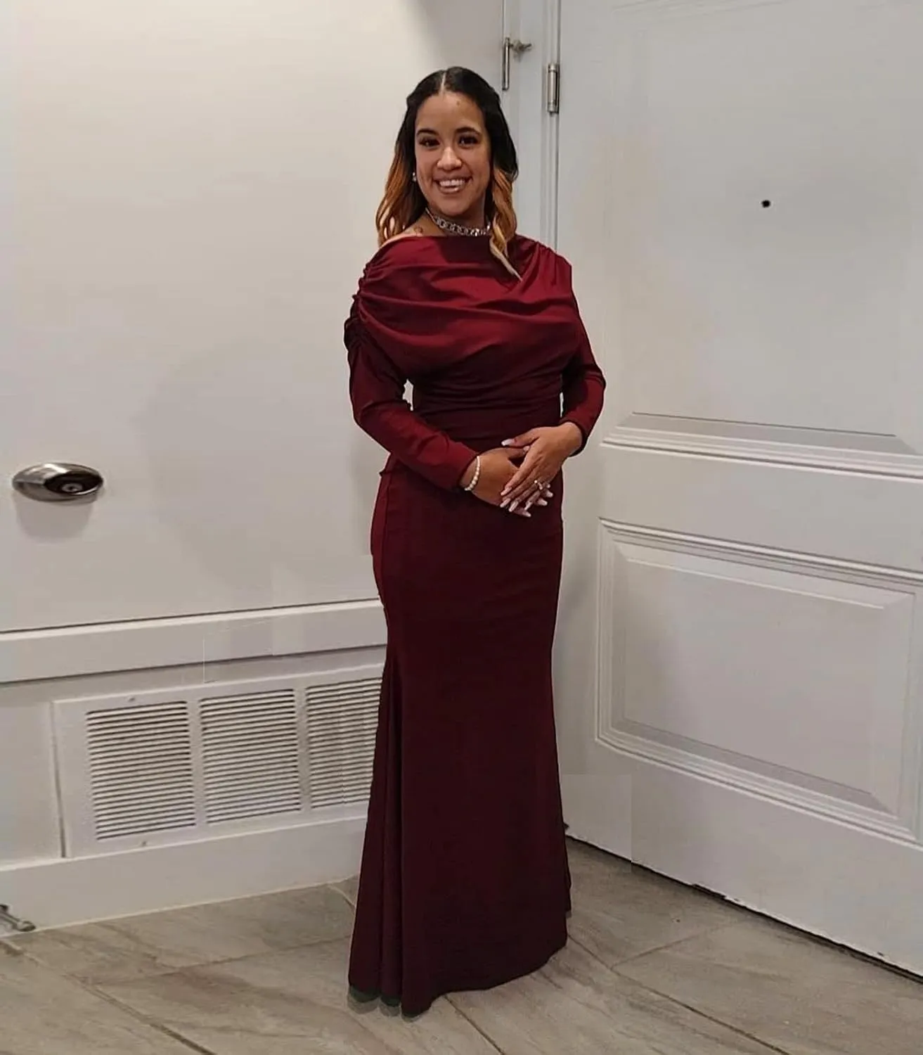 ZonJie Women's Evening Gowns Formal Elegant Long Sleeve Off Shoulder Party Dress Sexy Bodycon Wedding Guest Dresses